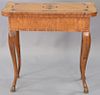 Oak inlaid games table with inlaid chess board inside, 19th century Continental. ht. 30in., wd. 32in.