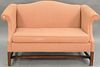 Two piece lot to include Chippendale style upholstered loveseat and Sheraton style armchair. loveseat: wd. 53in.