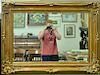 Three piece lot to include large gold framed mirror with beveled glass (46" x 35") and two framed paintings including R. R. P