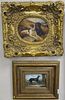 Two oil on panel paintings to include 19th century copy of George Paice (1854-1925) of two hunting dogs, written lower left: 
