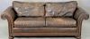 Bernhardt leather sofa (wear). wd. 87in.