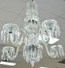 Five light crystal chandelier with prisms. ht. 36in., wd. 32in.