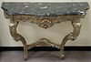 Louis XV style marble top console table. ht. 35in., wd. 44in., dp. 15in.