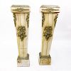 Pair of Antique Onyx Pedestal with Marble Tops.