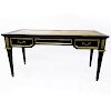 Karges Furniture Co. Ebonized and Gilt Desk with Leather Top.