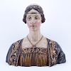 Antique Polychrome Terracotta Bust of a Renaissance Woman.