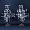 Pair of Vintage Beaded Lamps. Each with 3 lights.