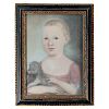 Pastel Portrait of Young Boy with Dog Attributed to Benjamin Blyth (1746-1811)
