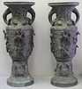 Pair of Large 19th Century Asian Bronze Urns.