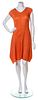 A Rei Kawakubo Orange Pleated Silk Dress, No size.
