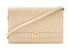 An Hermes Beige Ostrich Handbag, 9.5" x 6.5" x 1.25".