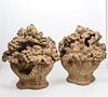 * A Pair of Cerused Wood Models of Fruit Filled Baskets Height 19 5/8 inches.