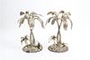 * A Pair of Silvered Metal Models of Palm Trees Height 9 3/4 inches.