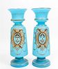 * A Pair of Victorian Glass Vases Height 13 inches.