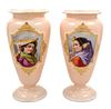 A Pair of Victorian Painted Glass Vases