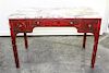 A George III Style Lacquered Writing Table Height 30 1/2 x width 47 1/2 x depth 27 inches.