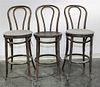 Three Thonet Style Bar Chairs Height overall 42 inches.