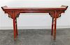 * A Chinese Red Lacquered Elmwood Altar Table