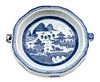 * A Chinese Export Blue and White Porcelain Warming Tray