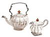 A Silver Teapot and Creamer, ,