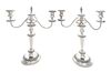 A Pair of English Silver-Plate Three-Light Candelabra