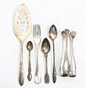 * A Collection of Silver-Plate Serving Articles, Various Makers, comprising two sugar tongs, a fish server, a dinner fork, a