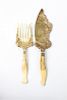 Two Whiting Gilt Washed and Antler Handled Serving Articles Length of longer 14 1/4 inches.