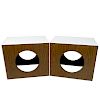 Pair of Mid Century Modern Lane Style Cube Laminate "Circle Cut Out" Side Tables.