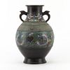 Antique Japanese Champlevé Enamel Bronze Vase.