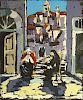 Mid 20th Century Oil Painting bears signature Iagnocco (?). "Chatting In The Square"