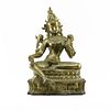 Large Vintage Brass Seated Hindu Goddess.