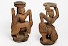 Thai Carved Wood Figural Candleholders, Pair