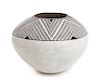 A Lucy Martin Lewis (Acoma, 1898-1992), Black and White Fine Line Jar Height 6 x diameter 7 1/2 inches