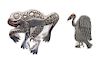 Two Silver Southwestern Animal Brooches