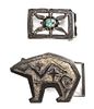 Two Southwestern Silver Belt Buckles Height of first 1 3/8 x 2 inches.