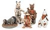 Five Pueblo Pottery Animal Storytellers Height of tallest 8 inches.