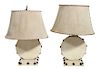 Thomas C. Molesworth (1890-1977), Two White Leather Table Lamps Height 21 1/2 x diameter 15 3/4 inches.