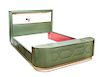 Thomas C. Molesworth (1890-1977), Green Leather Bed Frame Height 50 x length 66 x depth 10 inches.