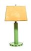 Thomas C. Molesworth (1890-1977), Green Leather Table Lamp Height 24 x length 12 x width 12 inches.