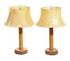 Thomas C. Molesworth (1890-1977), Two Leather Table Lamps Height 30 x diameter 15 3/4 inches.