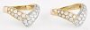 Pair of 18K yellow and white gold diamond rings