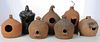 Seven Pottery Birdhouses