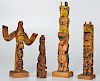 Northwest Coast Carved and Painted Model Totem Poles
