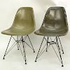 Pair of Eames for Herman Miller Molded Fiberglass Side Chairs on Eiffel Tower Bases.