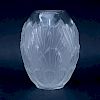 Lalique Crystal Deco Style Leaf Motif Vase.