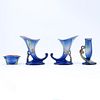 Four Pieces Roseville Blue Pine Cone Pottery Table Wares.
