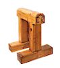 A Single Pine Beam Saddle Stand Height 36 x width 33 1/3 x depth 27 inches.
