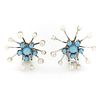 14k White gold, turquoise and pearl sputnik earrings.