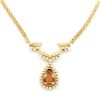 14k Yellow gold, imperial topaz and diamond necklace.