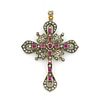18k and silver, ruby and diamond cross.